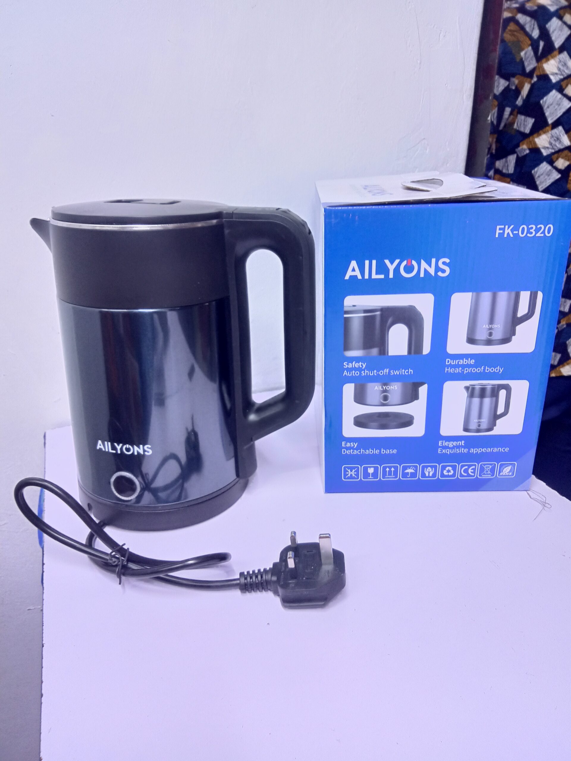 AILYONS FK-0320 Stainless Steel Electric Water Kettle 1.8L – 1500W