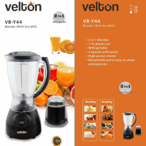 Velton 2‑in‑1 Blender with 1.5 L jar and grinder attachment