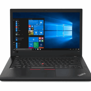 Lenovo ThinkPad T480 14-inch laptop – front view with keyboard and screen on.